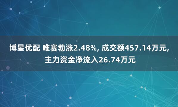 博星优配 唯赛勃涨2.48%, 成交额457.14万元, 主力资金净流入26.74万元