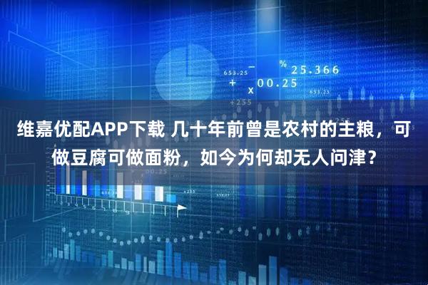 维嘉优配APP下载 几十年前曾是农村的主粮，可做豆腐可做面粉，如今为何却无人问津？