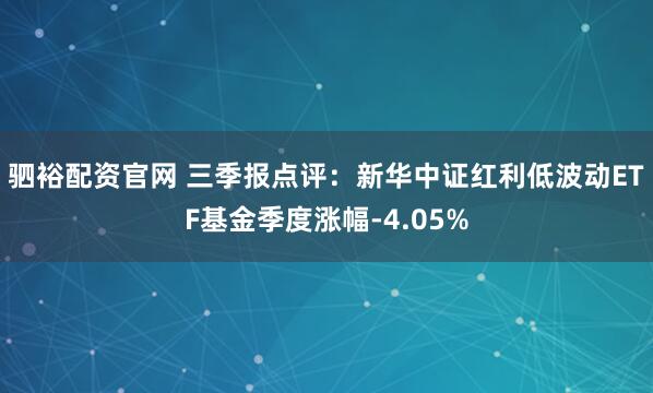 驷裕配资官网 三季报点评：新华中证红利低波动ETF基金季度涨幅-4.05%